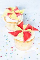 Orange and lemon pinwheel cupcakes