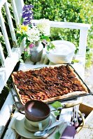 Damson cake with pecan nuts