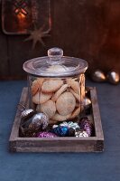 Amaretto biscuits in a glass jar as a gift