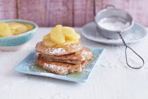 Vegan pancakes with apple syrup