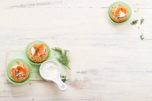 Spicy dill muffins with smoked salmon