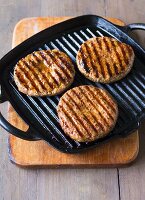 Hamburgers in a grill pan