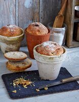 Quark bread with walnuts baked in terracotta pots