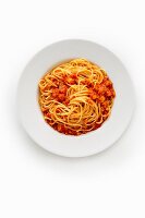 Spaghetti with lupin bolognese made from lupin seeds