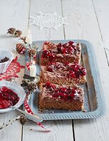 Chocolate and nut sliced with sour cherries (Christmas)