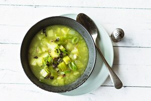 Cucumber soup with wasabi