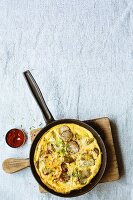Breakfast omelette with Jerusalem artichokes and shallots
