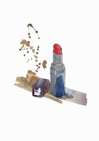 An illustration of the star sign Virgo on a lipstick