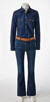 Demin shirt and jeans with belt on mannequin without head