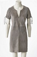 Grey suede dress on mannequin without head