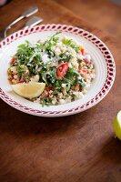 Quinoa salad with feta cheese and rocket