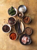 An arrangement of various spices