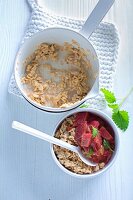 Porridge with rhubarb compote