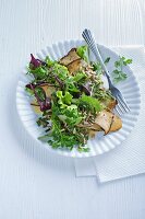 Herb salad with mushrooms and seeds