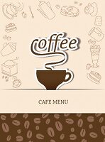 Café-Menükarte mit Kaffeetasse & Schriftzug Coffee (Illustration)