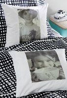 Cushions with iron-on transfers of childhood photos