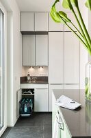 Deep, built-in cupboards in a kitchen