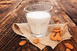 A glass of almond milk