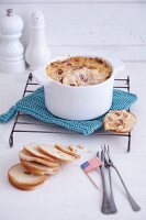 Hot cheese and onion dip with dried tomatoes