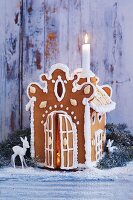 A homemade gingerbread house