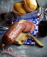 Homemade salami with red wine and fennel seeds