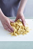 Gluten-free shortcrust pastry being kneaded