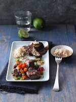 Ginger, lime and beef stew with aubergines