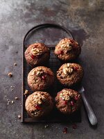 Apple muffins with walnuts and pomegranate seeds