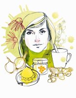 Treating a cold with household remedies (illustration)