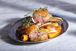 Rack of lamb with roasted vegetables