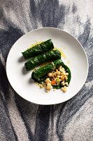 Stuffed chard leaves with bulgur and chickpeas (Syria)