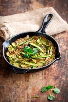 Asparagus omelette in a pan