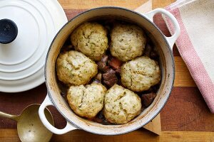 Beef and mushroom stew with ale and herb dumplings