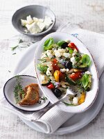 Vegetable antipasti with feta cheese and herbs