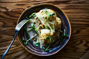 Roasted cauliflower with cress