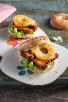 Pineapple burgers with meatloaf-style tofu and soya