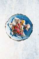 Scallop ceviche with tomato and passion fruit