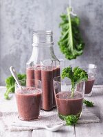 Beetroot smoothies with a trio of cabbage