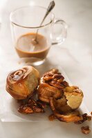 Pecan nut buns served with coffee