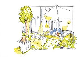 Illustration: Beleuchtungskonzept für Terrasse und Garten