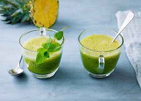 Green tea drink with pineapple, tomato and lime