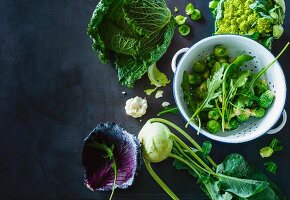 an arrangement of various types of cabbage (Paleo)