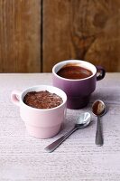 Almond milk pudding with chia and soya and chocolate pudding (simple glyx)