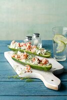 Mini cucumbers filled with crab cream cheese (simple glyx)