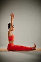 Seated forward bend (Pashcimottanasana) – Step 1: back straight, arms up