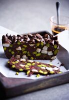 Rocky Road de Luxe with pistachio nuts and cranberries
