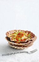 Pan-fried scallops with fennel and tomate & vanilla vinaigrette