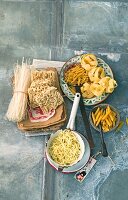 Still life with various types of pasta