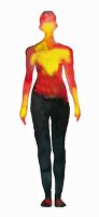 A thermal image of a woman feeling angry