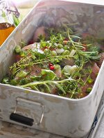 Marinade with herbs and spring onions